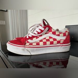 Vans Red and White Checkered Women's Shoes